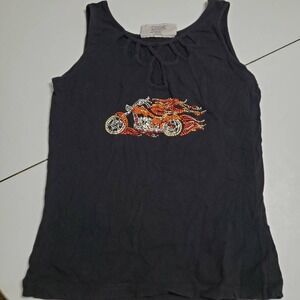 V Twin Motorcycle Apparel Womens Tank Top Black Spendin Time Behind Bars